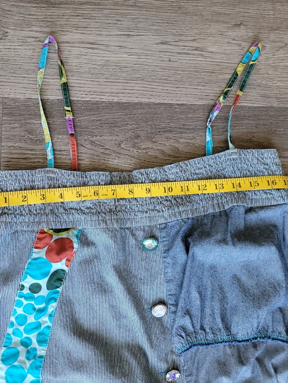 Desigual Blue Denim Patchwork Short Sundress with Multi-Color Patches - Picture 8 of 9